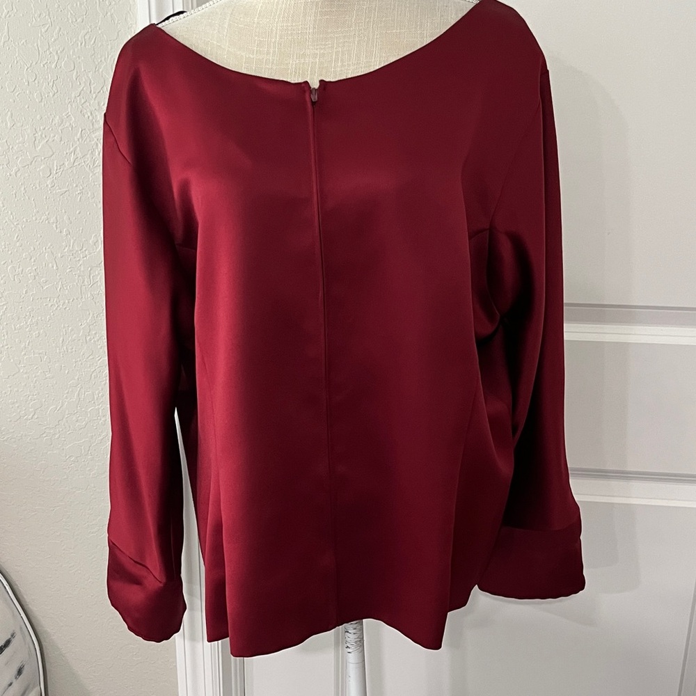 Vie by Victoria Royal Chic Burgundy Reversible Satin Blouse VTG USA RARE SZ 16 - Picture 11 of 15